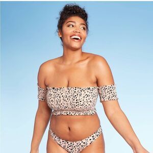 Xhilaration Womens Smocked Underwire Bandeau Bikini Top